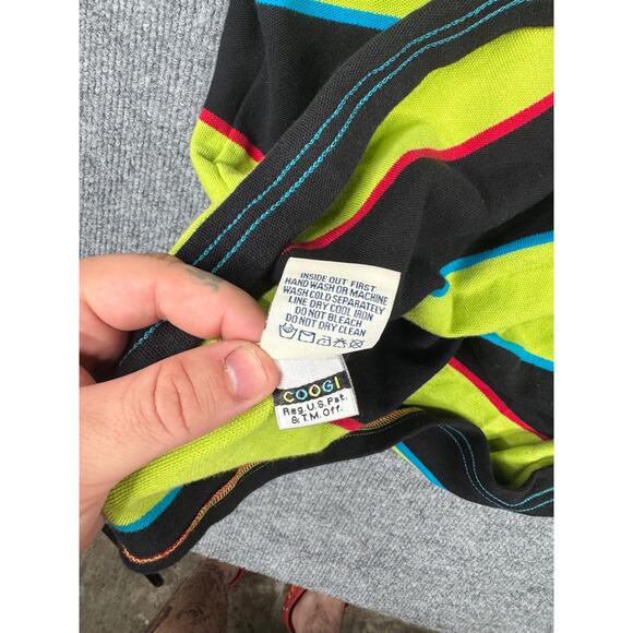 COOGI Vtg Embroidered Crest Shirt Mens XL Stripe Collared Polo Y2K Hip Hop - Picture 5 of 16